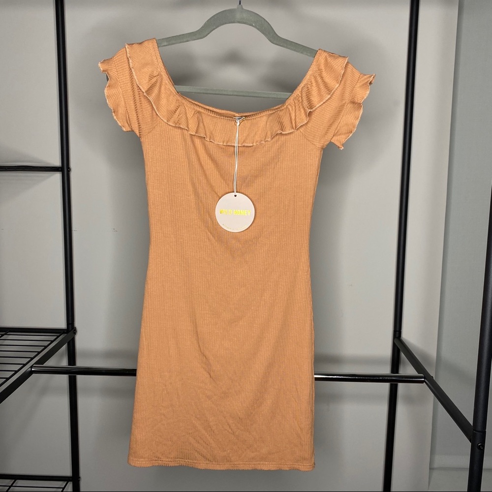 Ribbed Knit Off The Shoulder Dress